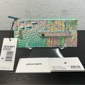 Brahmin Credit Card Wallet COTTON CANDY MELBOURNE Leather Blue Pink Yellow